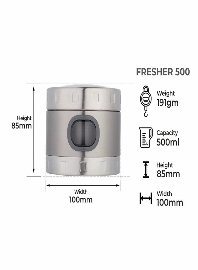 DUBBLIN Stainless Steel Storage jar container Fresher screw lid transparent visible window food safe steel Storage container 500 ml, 1 Piece, Silver - Image 3
